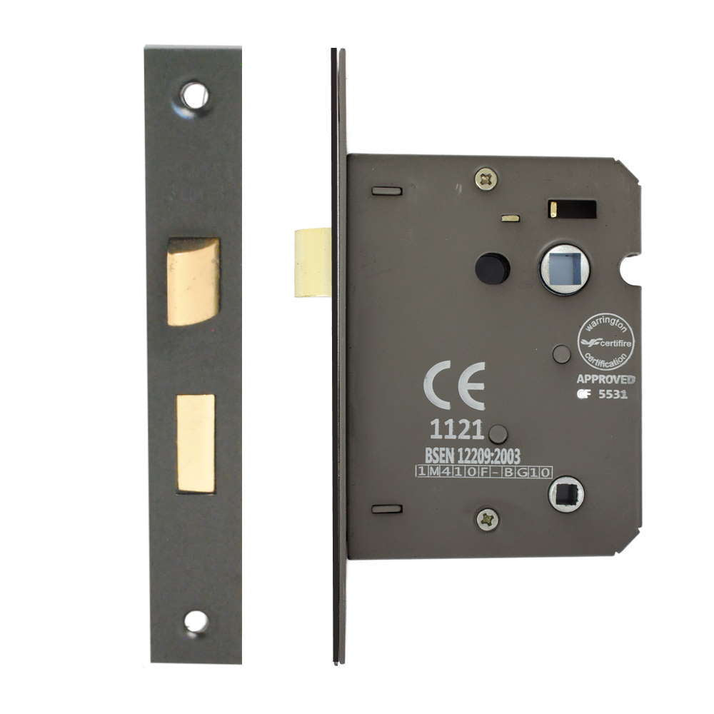 Bathroom Lock 75mm CE Rated Matt Black