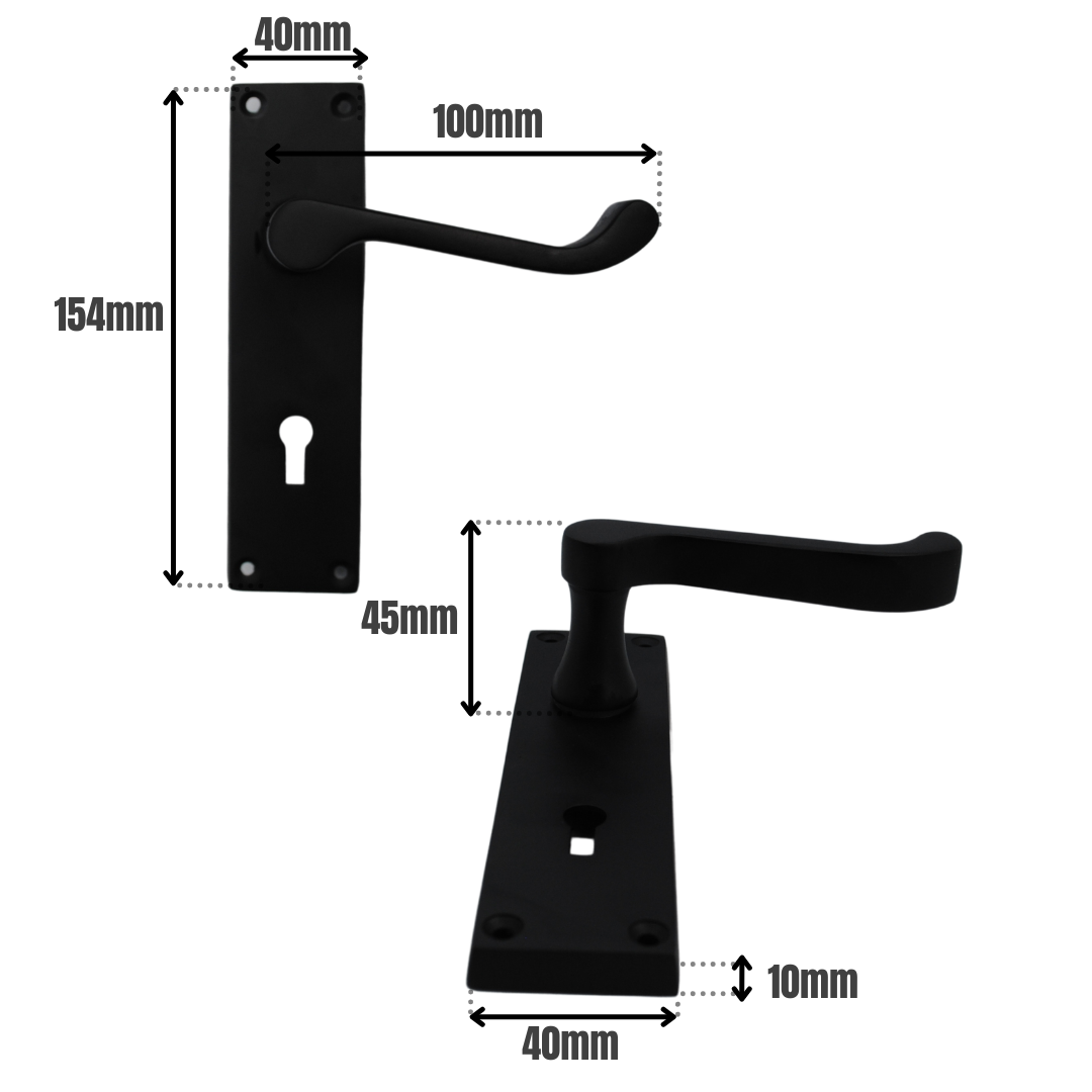 ONYX Design Victorian Scroll Lever Lock on Matt Black for Internal Doors