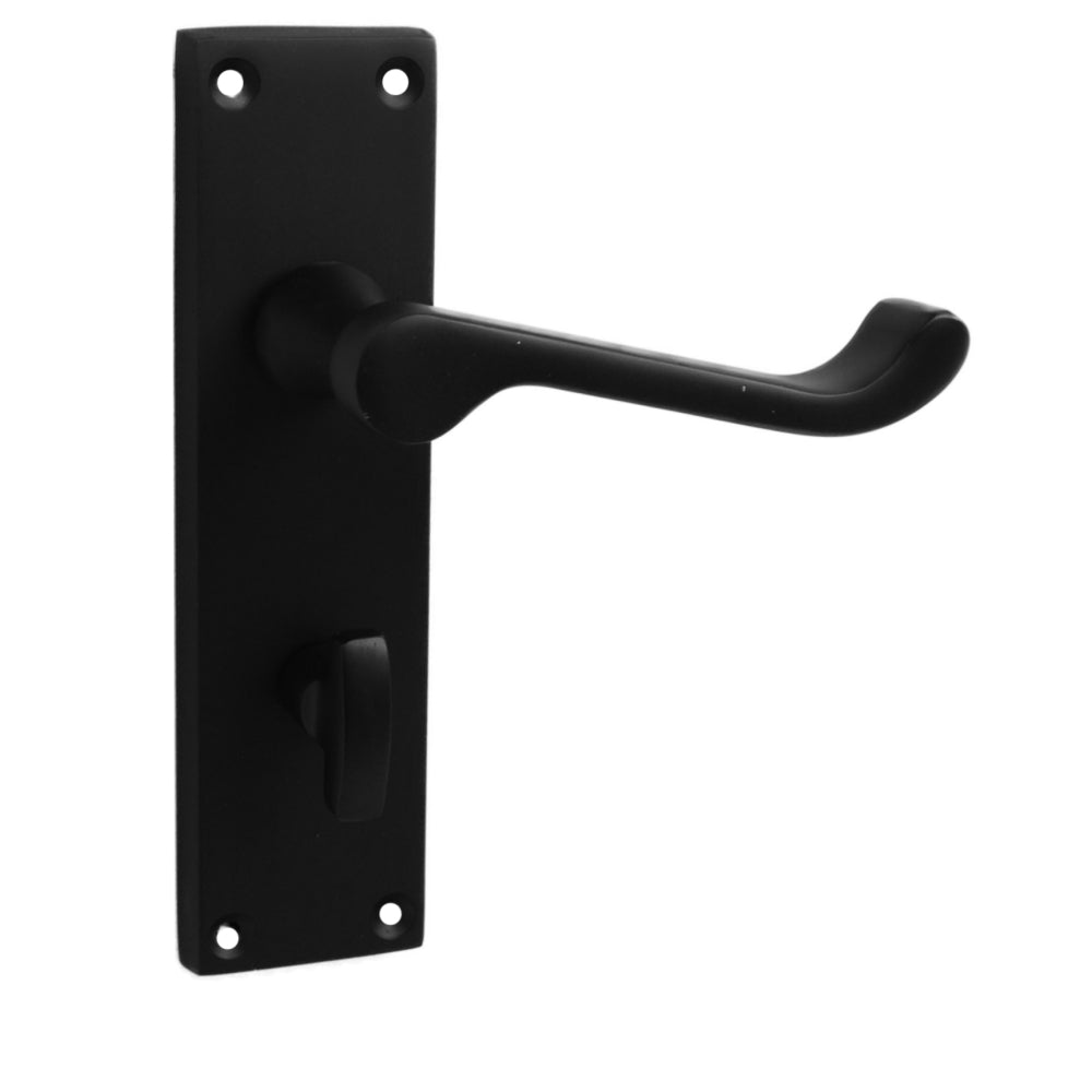 ONYX Design Victorian Scroll Lever Bathroom on Matt Black Door for Internal Doors