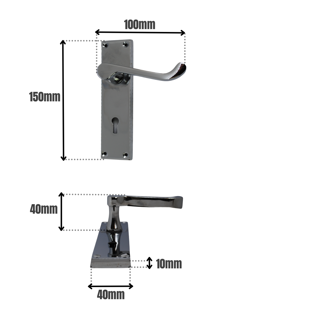 Vibe Victorian Premium Scroll Lever Lock 40mm x 150mm on Chrome for Internal Doors