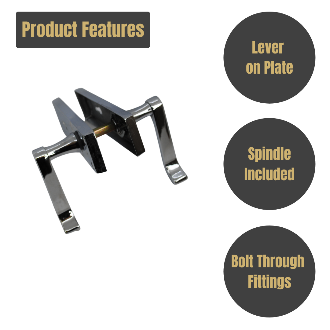 Vibe Victorian Premium Scroll Lever Lock 40mm x 150mm on Chrome for Internal Doors