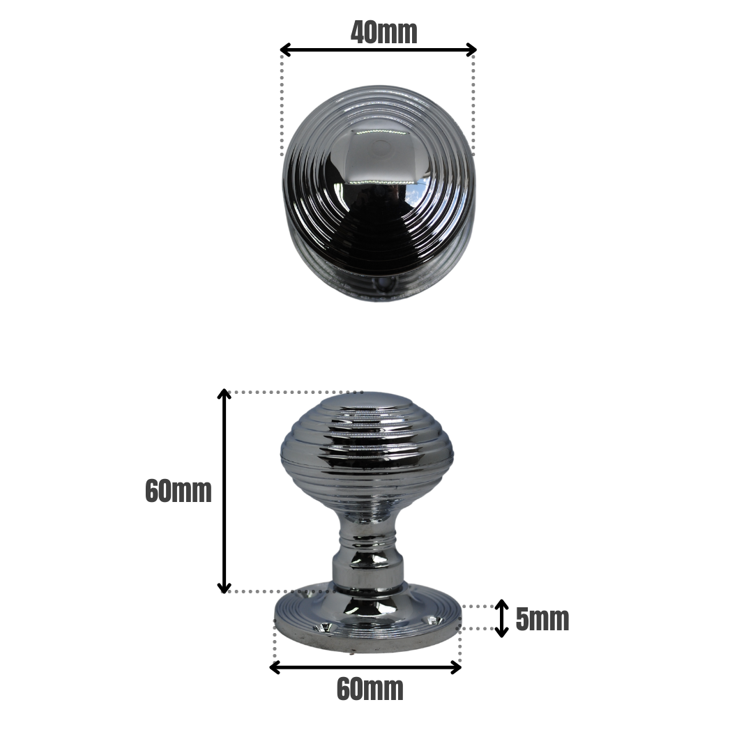 Vibe Reeded Mortice Knob on Polished Chrome for Internal Doors