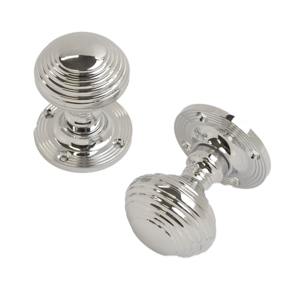 Vibe Reeded Mortice Knob on Polished Chrome for Internal Doors