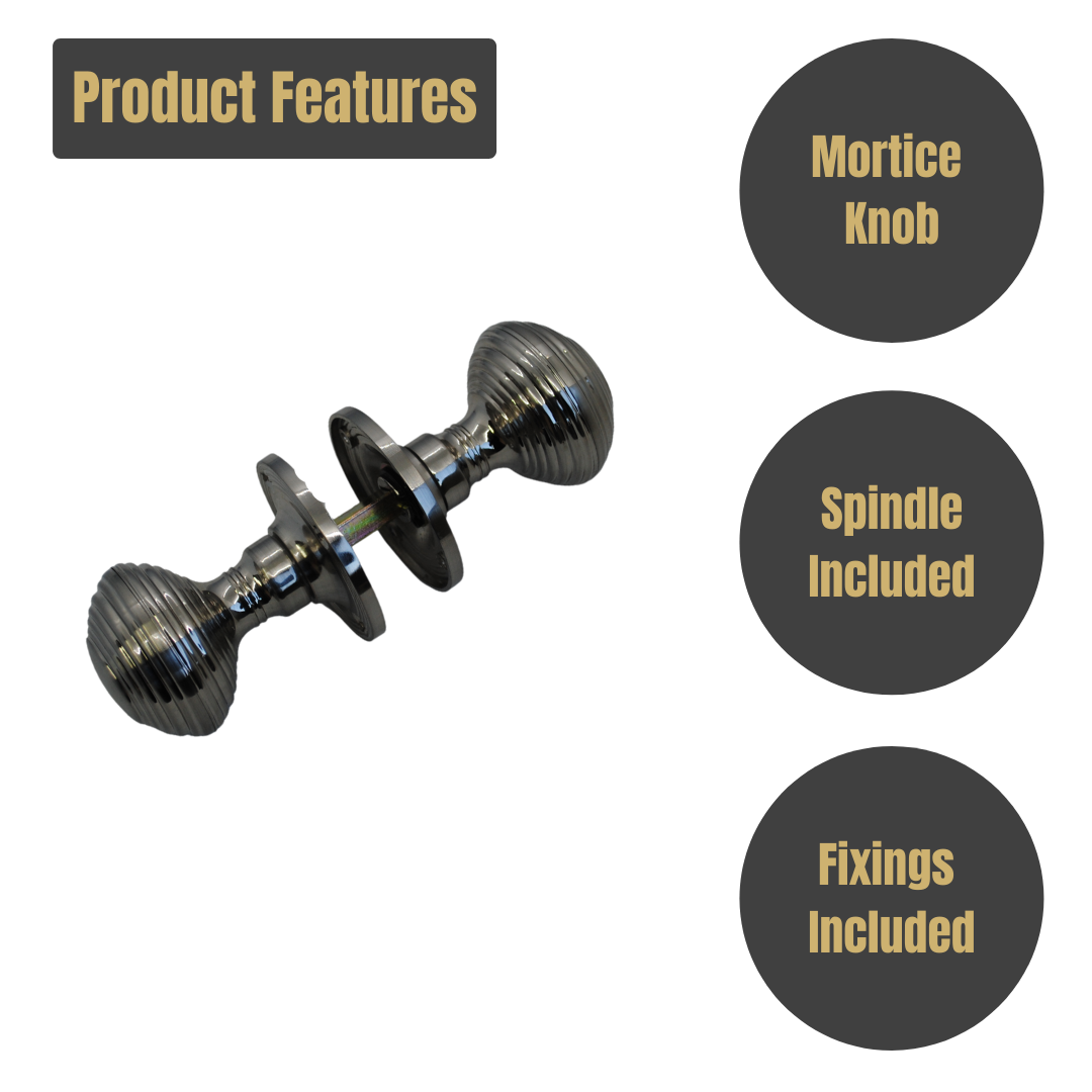 Vibe Reeded Mortice Knob on Satin Nickel for Internal Doors