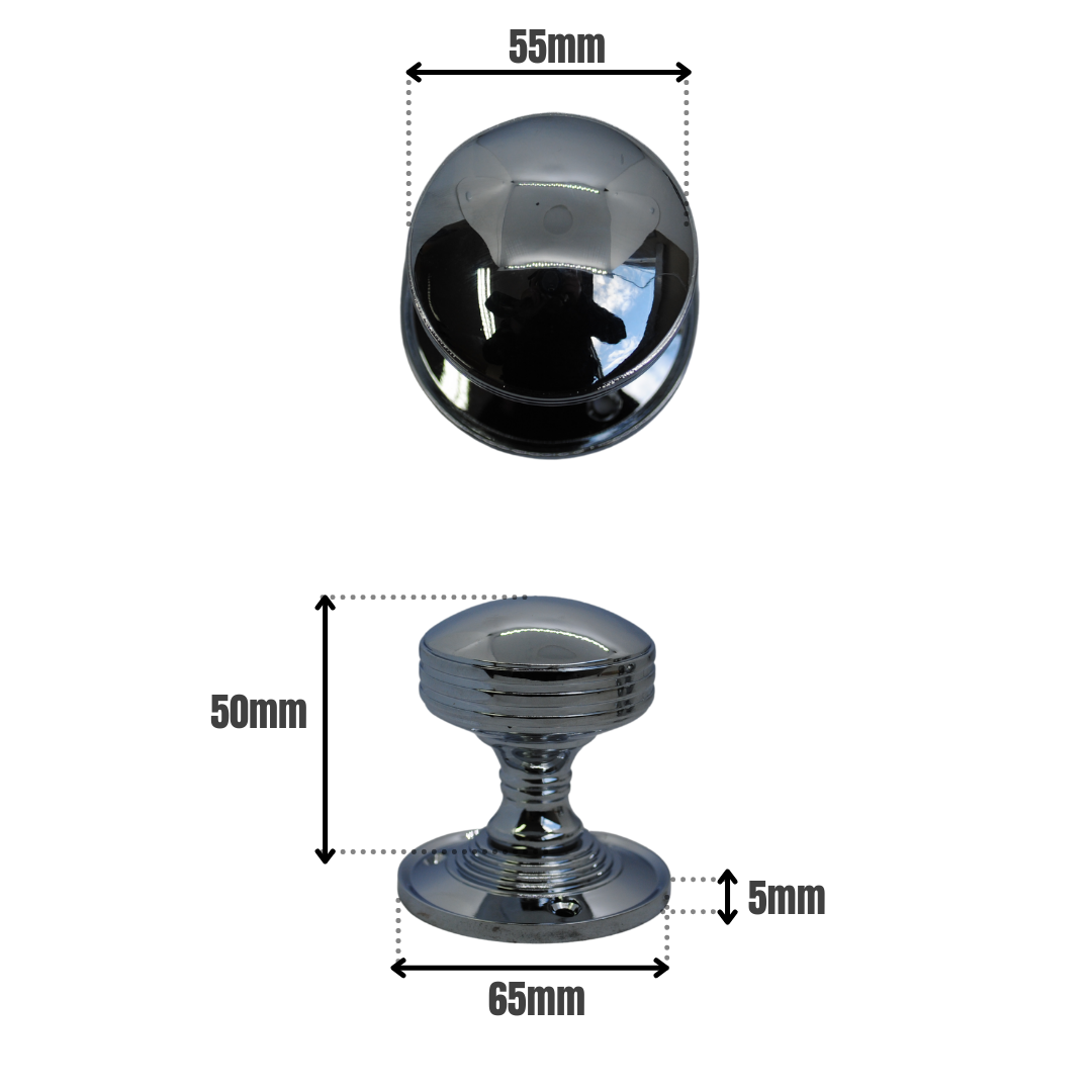 Vibe Ribbed Mortice Knob on Polished Chrome for Internal Doors