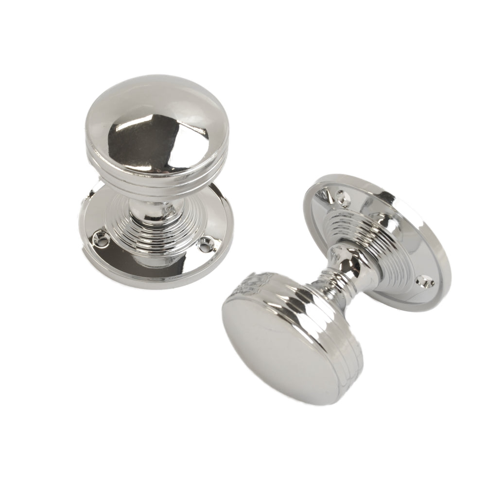 Vibe Ribbed Mortice Knob on Polished Chrome for Internal Doors
