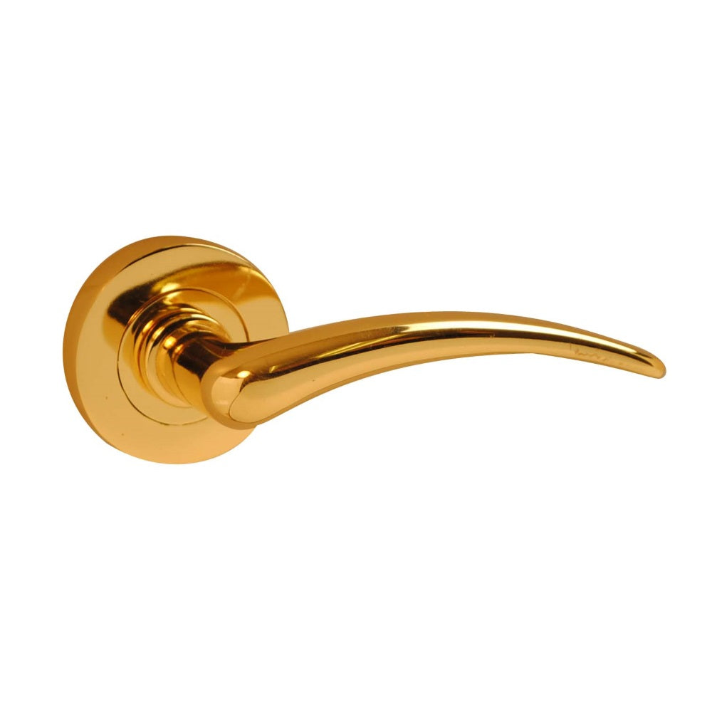 ViBE Corsica Lever on Rose Door Handle in Polished Brass for Internal Doors