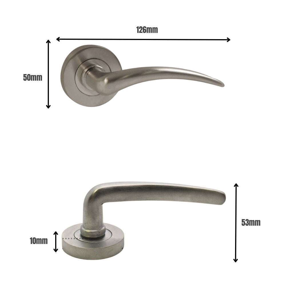 ViBE Corsica Lever on Rose Door Handle in Satin Chrome for Internal Doors