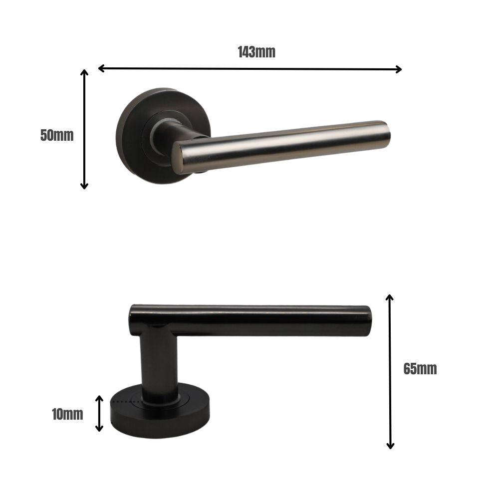 ONYX Design Laurel on Rose Door Handle in Gunmetal for Internal Doors