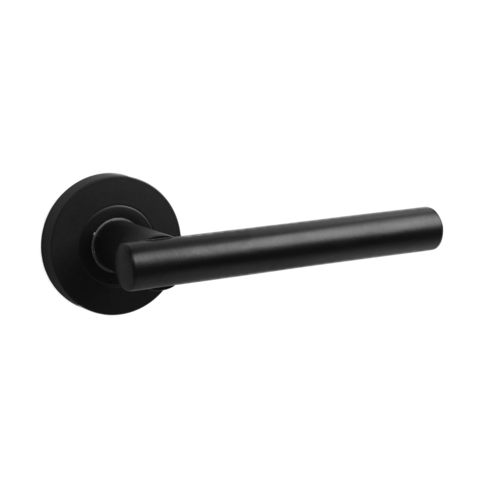 ONYX Design Laurel Lever on Rose Door Handle in Matt Black for Internal Doors