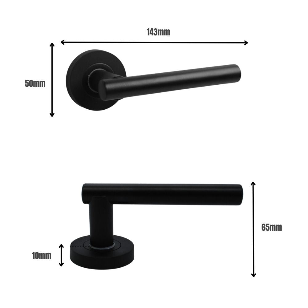 ONYX Design Laurel Lever on Rose Door Handle in Matt Black for Internal Doors