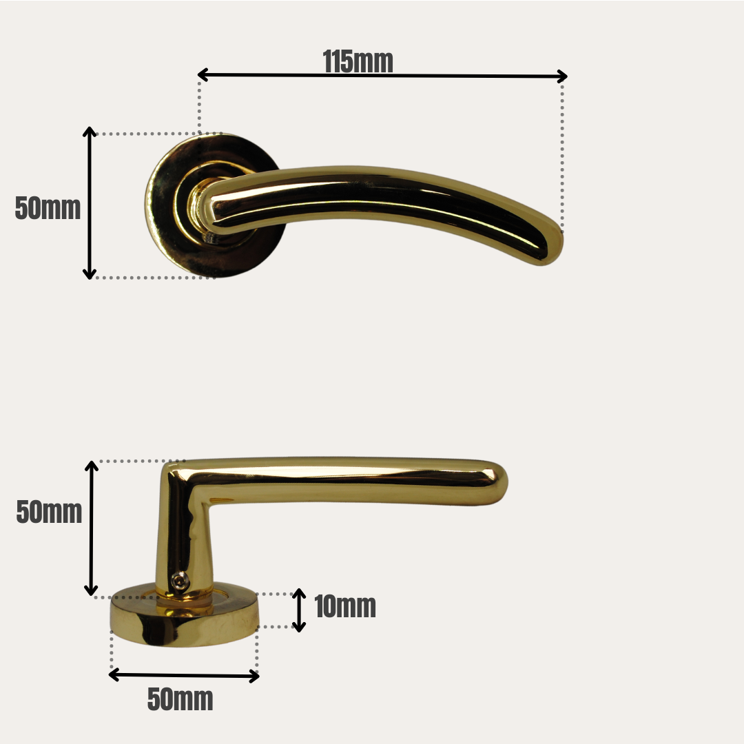 Vibe Meridian Rose Lever on Brass for Internal Doors