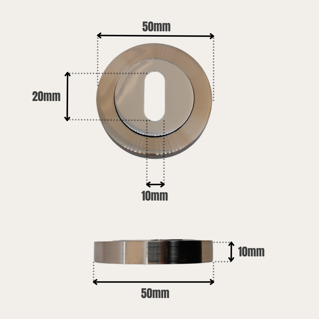 Vibe Keyhole Escutcheon on Dual Finish Chrome/Satin Chrome Plated for Internal Doors