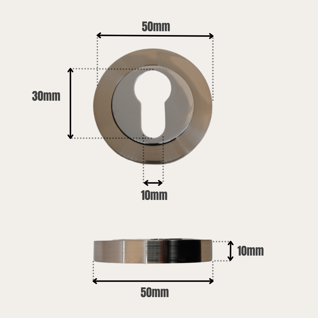 Vibe Euro Escutcheon on Dual Finish Chrome/Satin Chrome Plated for Internal Doors