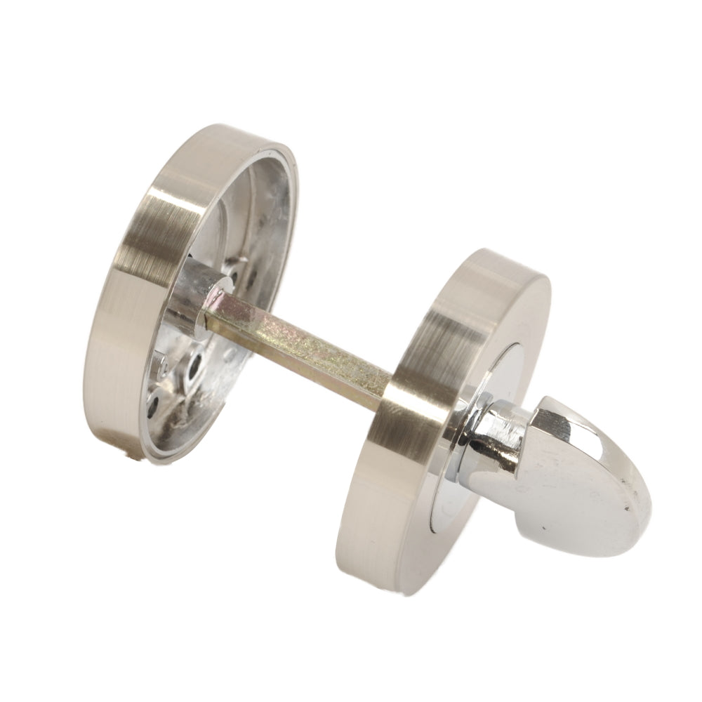 Vibe Bathroom Turn Keyhole Escutcheon on Dual Finish Chrome/Satin Chrome Plated for Internal Doors
