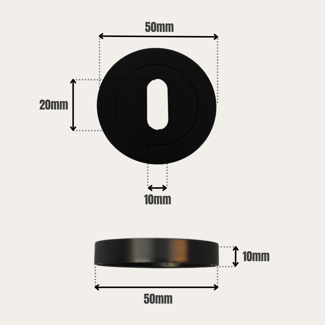 ONYX Design Keyhole Escutcheon in Polished Black Nickel for Internal Doors