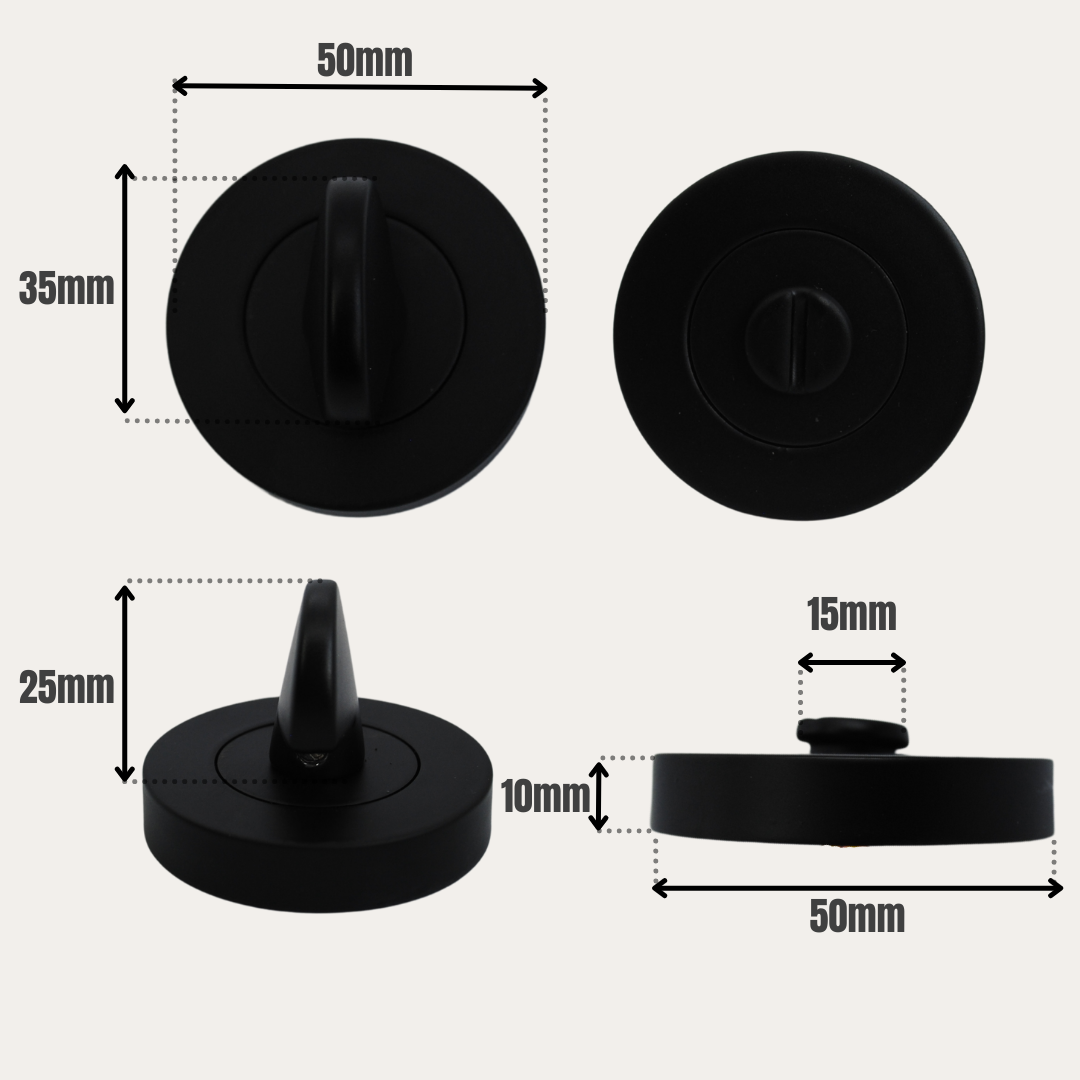 ONYX Design Keyhole Bathroom Turn Escutcheon on Matt Black for Internal Doors