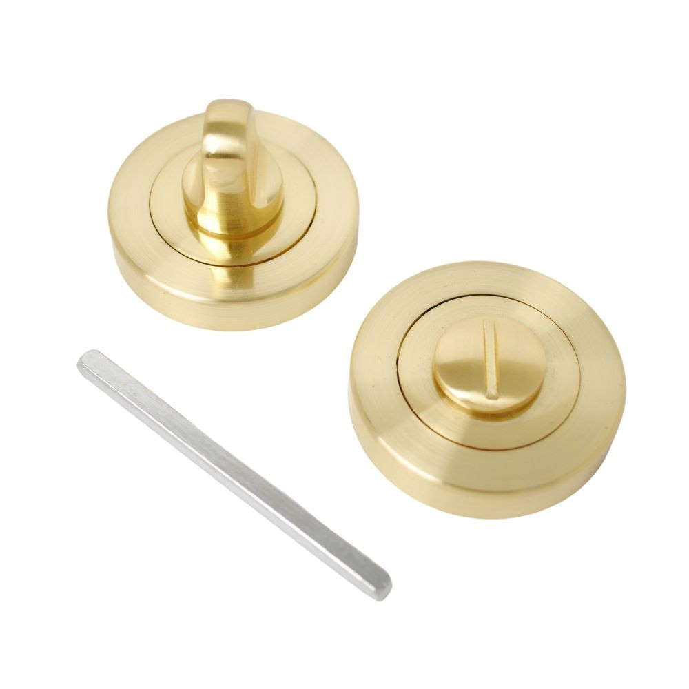 Vibe Bathroom Turn Escutcheon in Satin Brass for Internal Doors