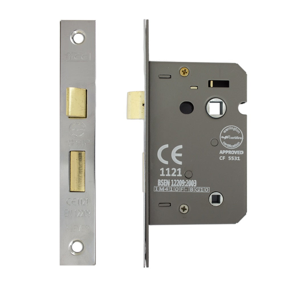 Bathroom Lock 63mm CE Rated Satin Nickel Plated