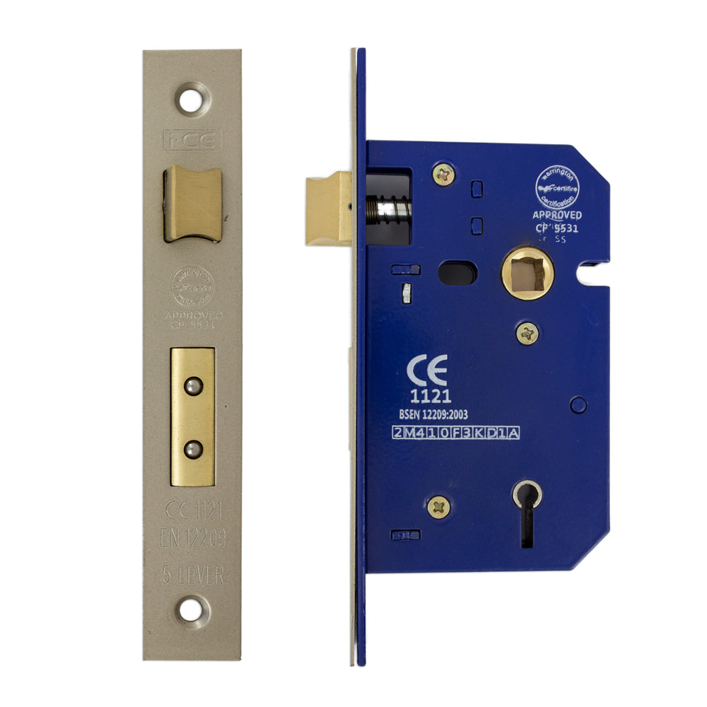 5 Lever Sashlock 63mm CE Rated Satin Nickel Plated