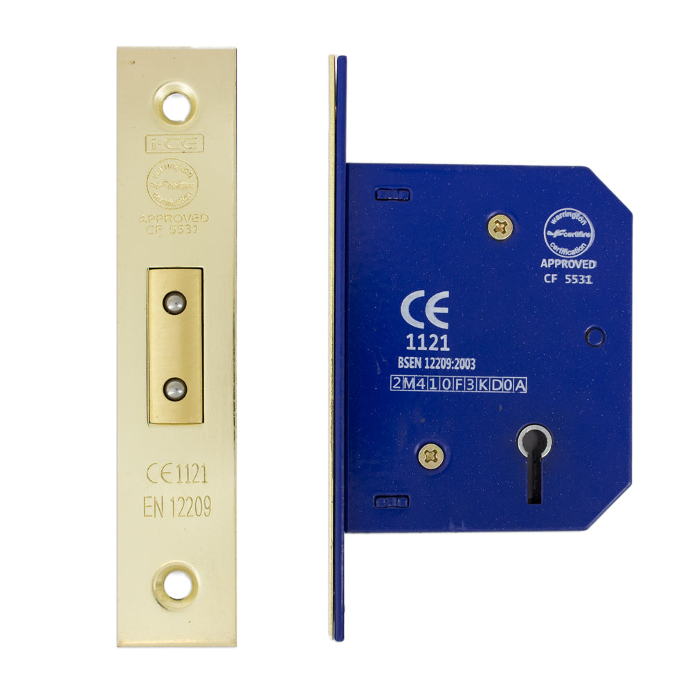 5 Lever Deadlock 63mm CE Rated Electro Brass
