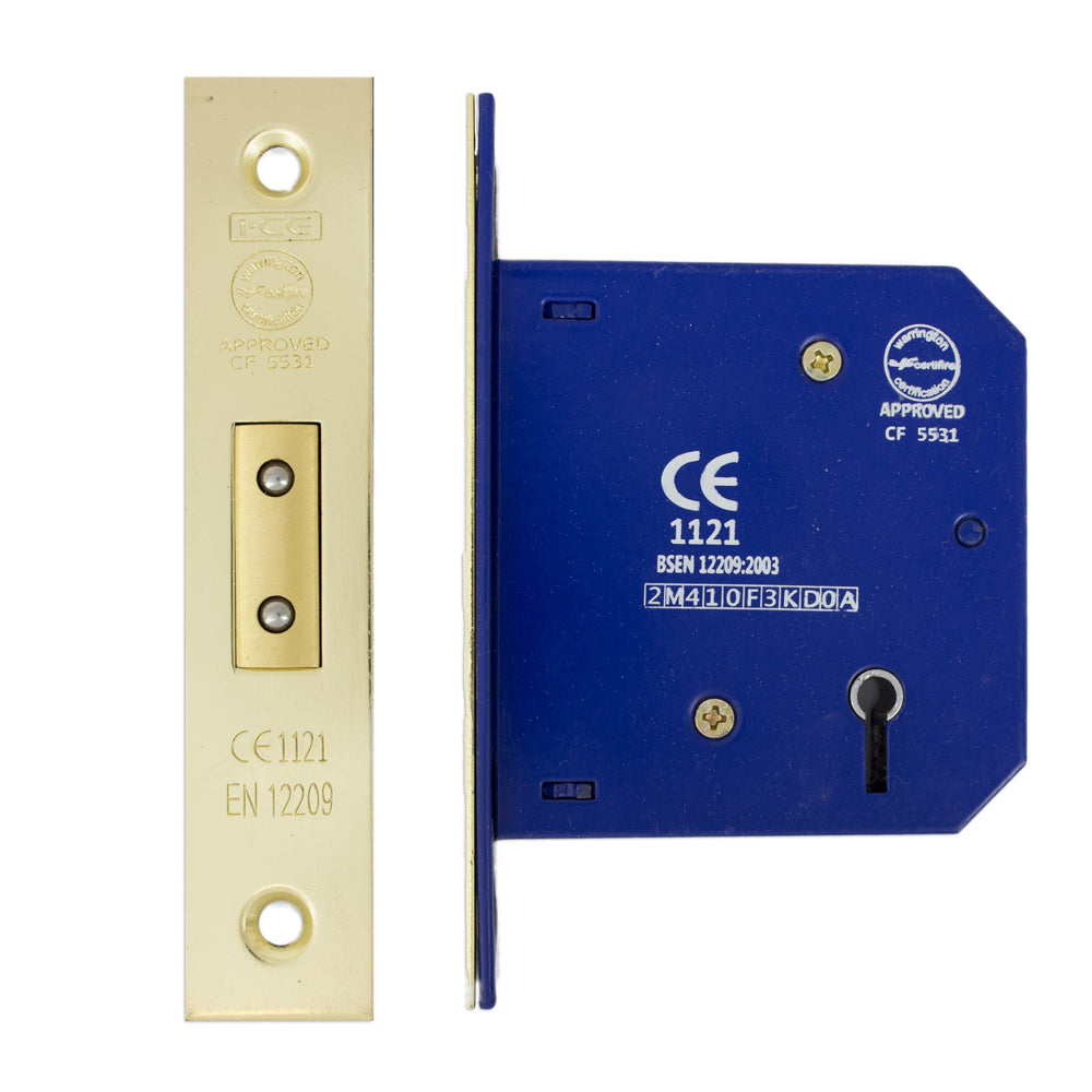 5 Lever Deadlock 75mm CE Rated Electro Brass