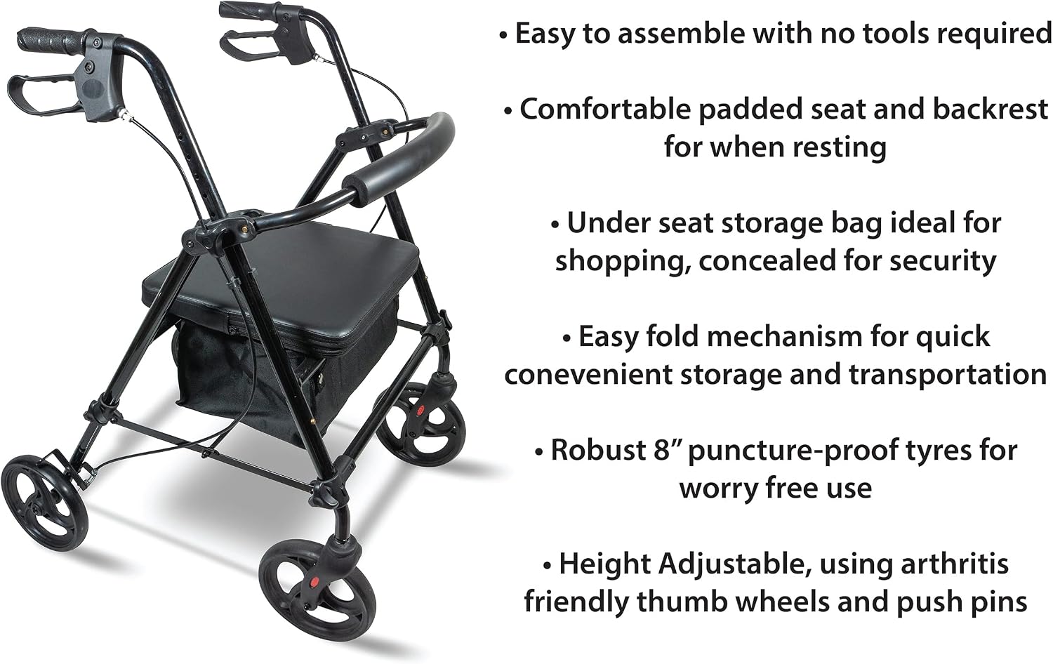 Lightweight Four Wheeled Rollator - 8