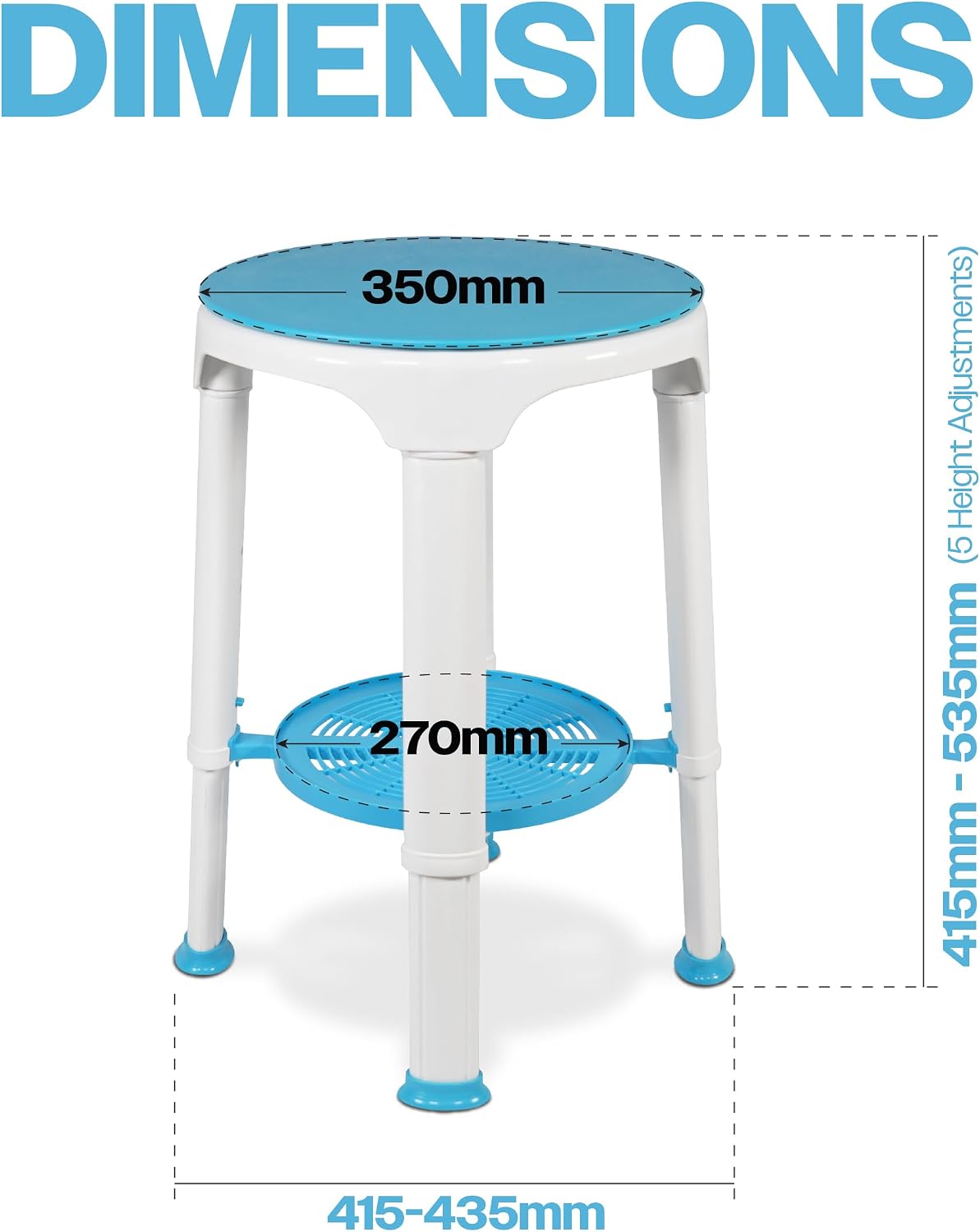 Shower Stool with Swivel Seat and Shelf - VB511RT