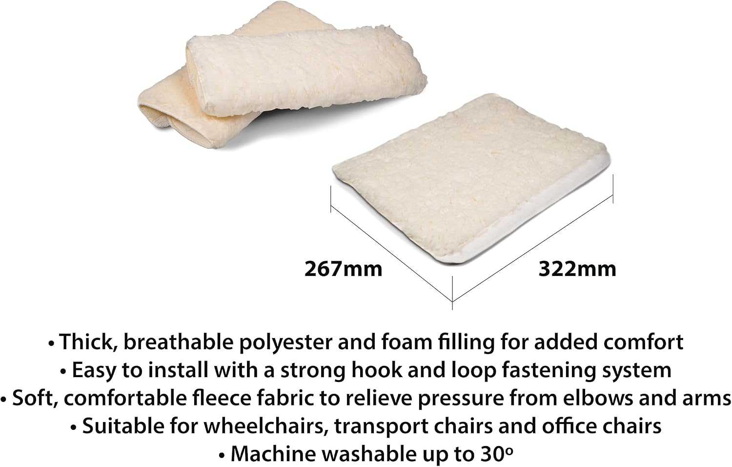 Aidapt Padded Armrests With Fleece Covers for Wheelchairs - VA136SE