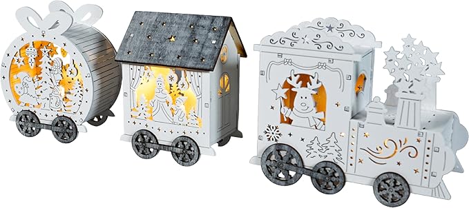 Xmas Haus Festive Light Up LED Wood Train