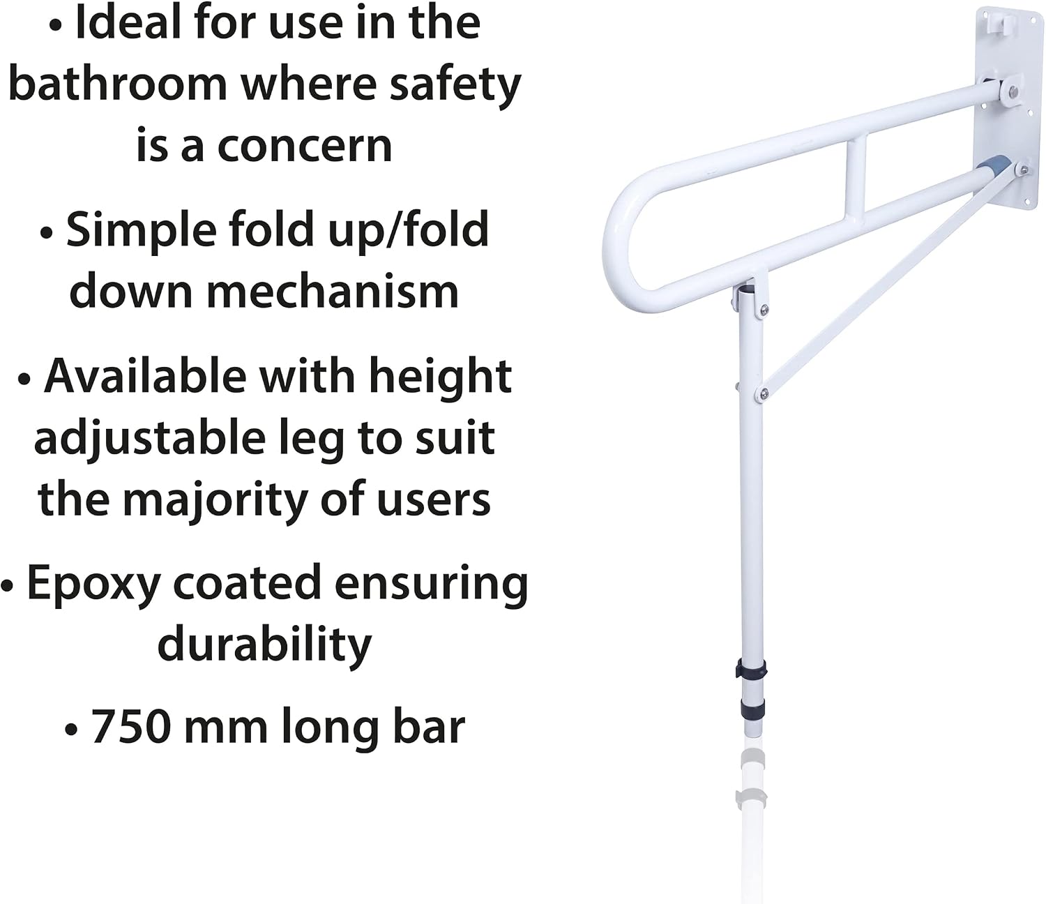 Aidapt Hinged Fold Away Safety Support Arm with Leg Aid