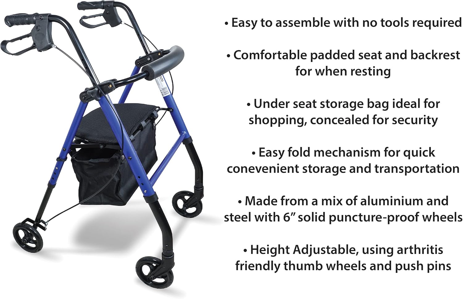 Lightweight Four Wheeled Rollator - 6
