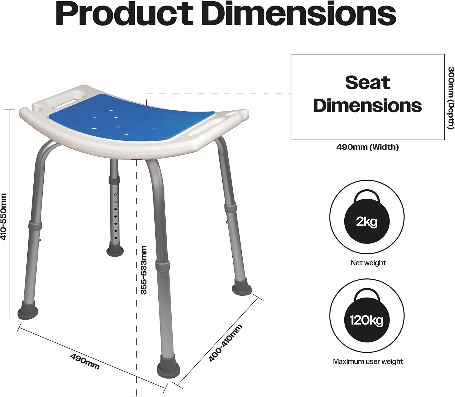 Shower Stool with Seat Padding - VB540BP