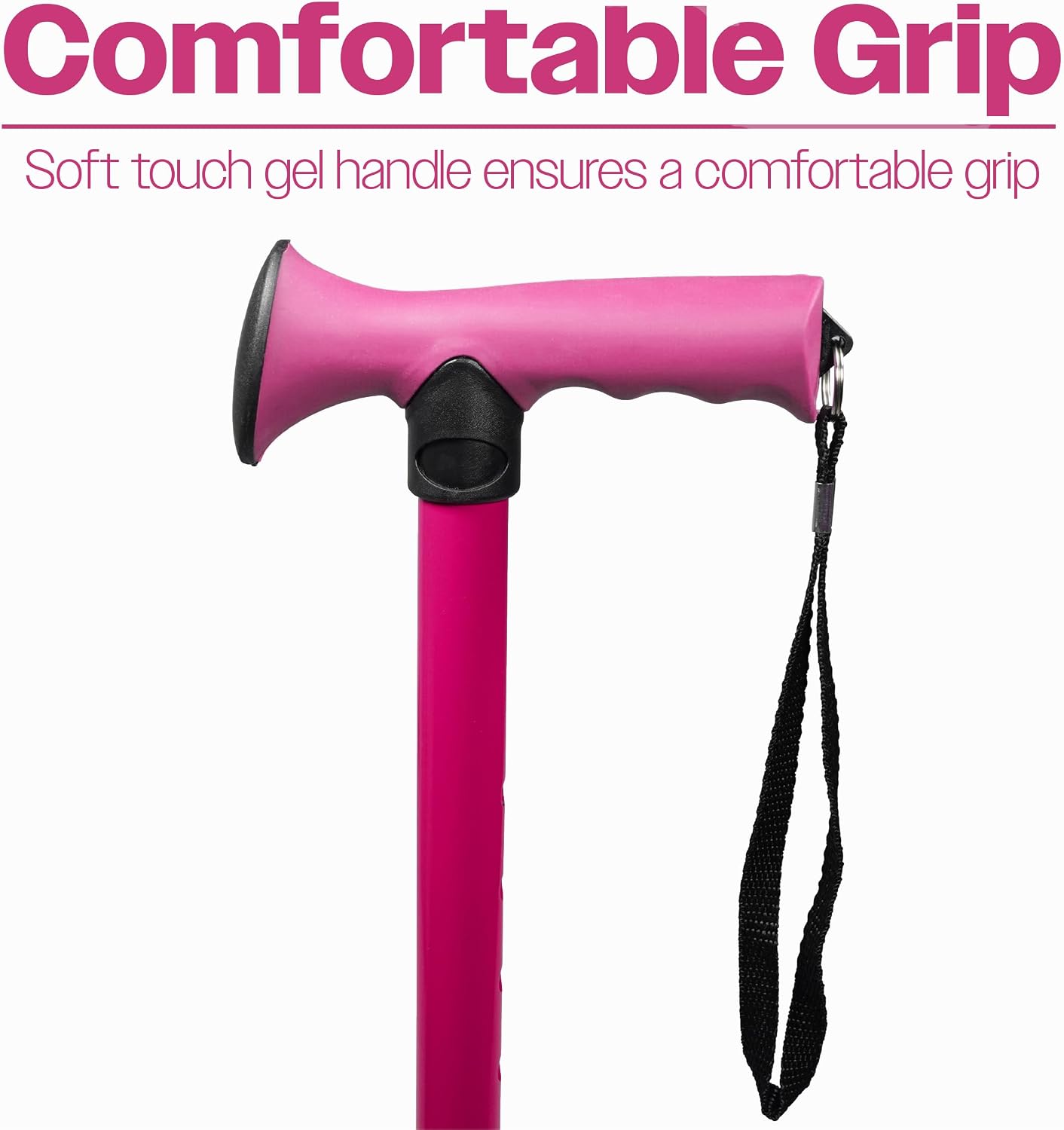 Folding Adjustable Walking Stick With Ergonomic Handle Pink - VP155ED