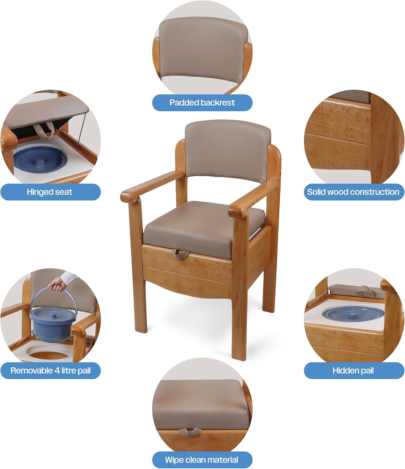 Luxury Wooden Commode Latte - VR253