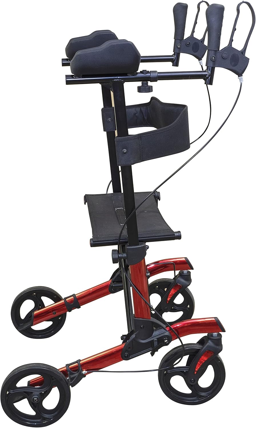 Lightweight Aluminium Rollator Red Mobility Walker for Limited Grip - VP187FR