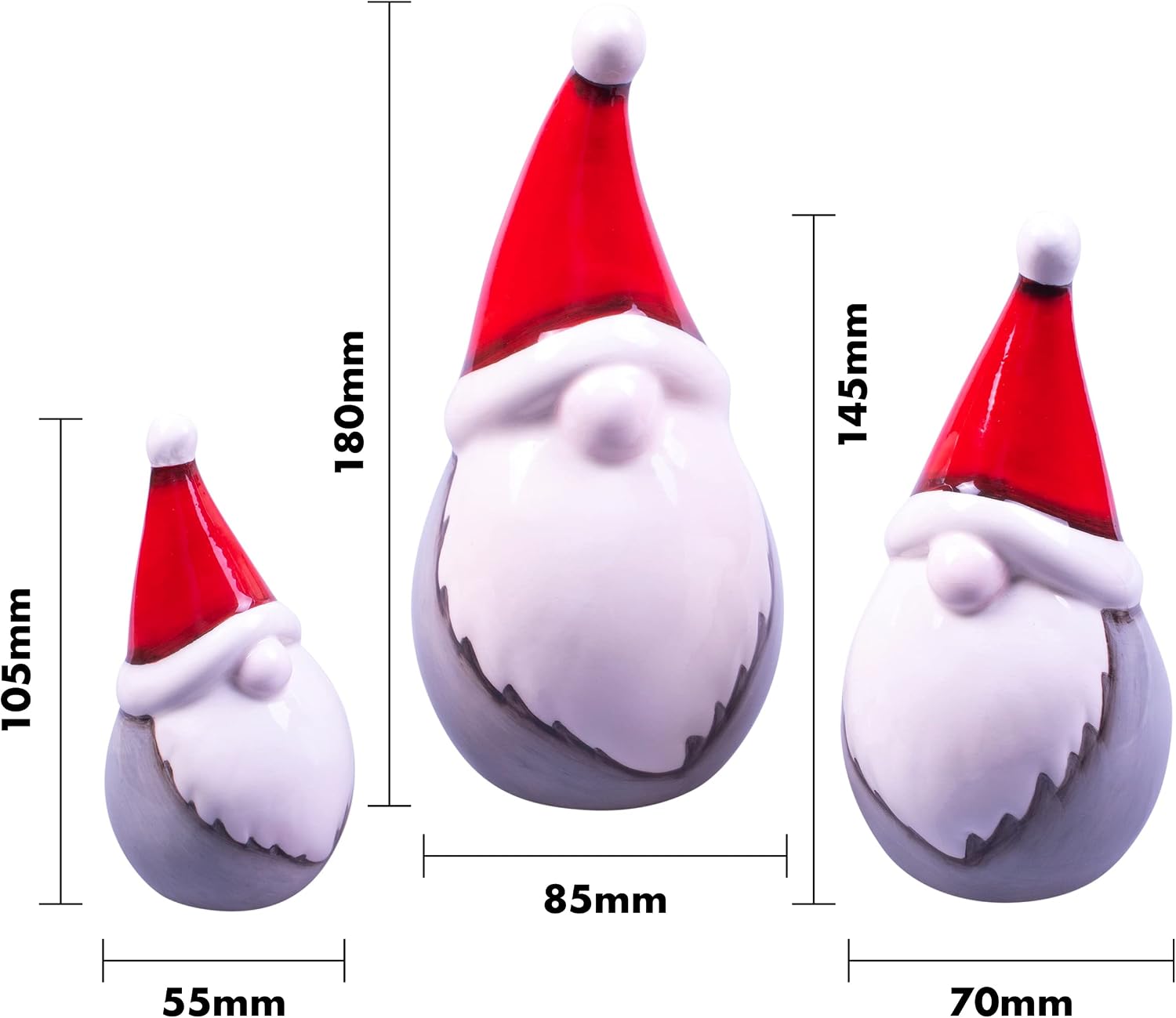 St Helens Home and Garden Ceramic Christmas Gonk Santa Family Set of 3 - GH9004