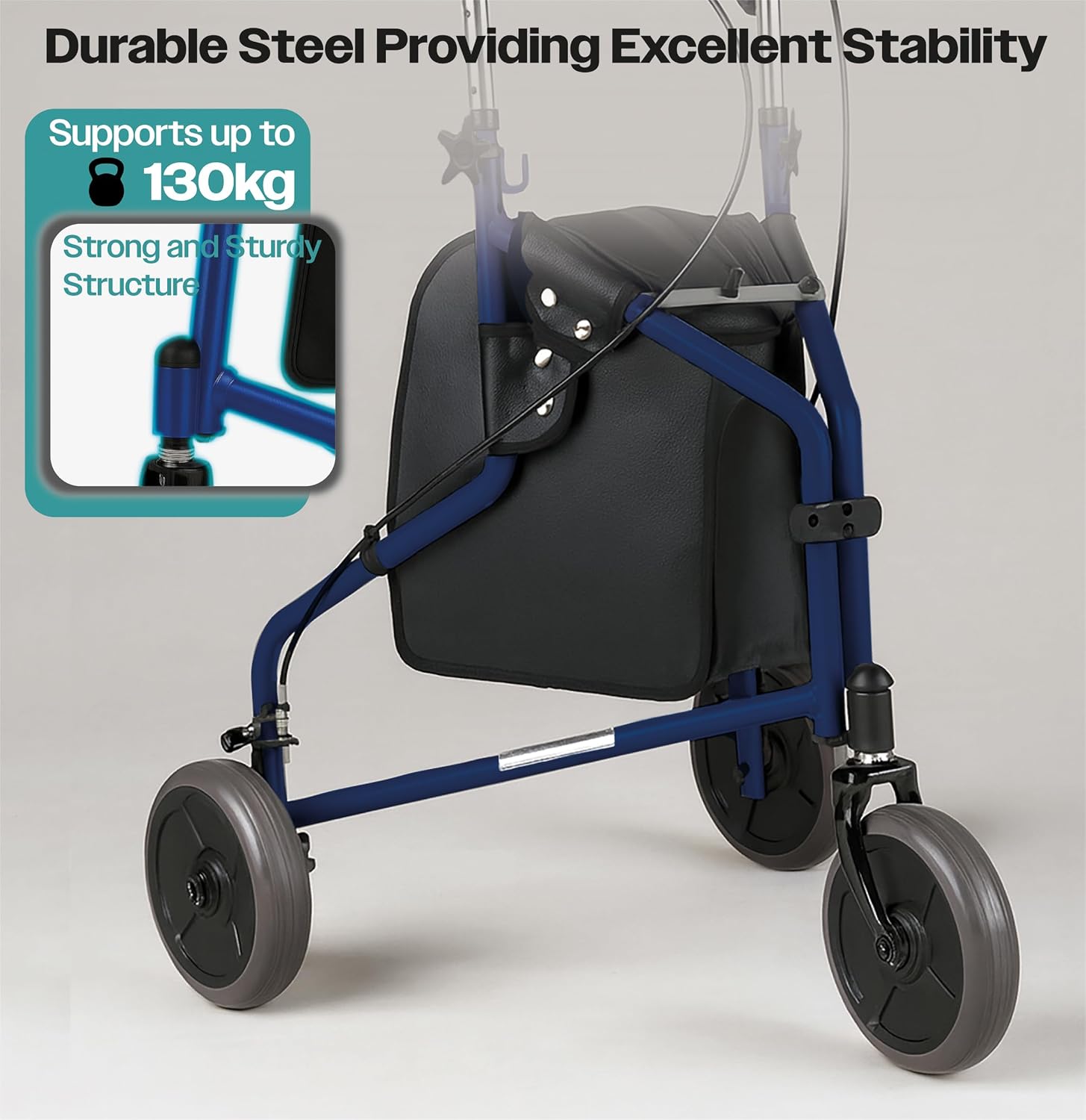 Aidapt Three Wheeled Walker with Bag in Blue - VP174FC