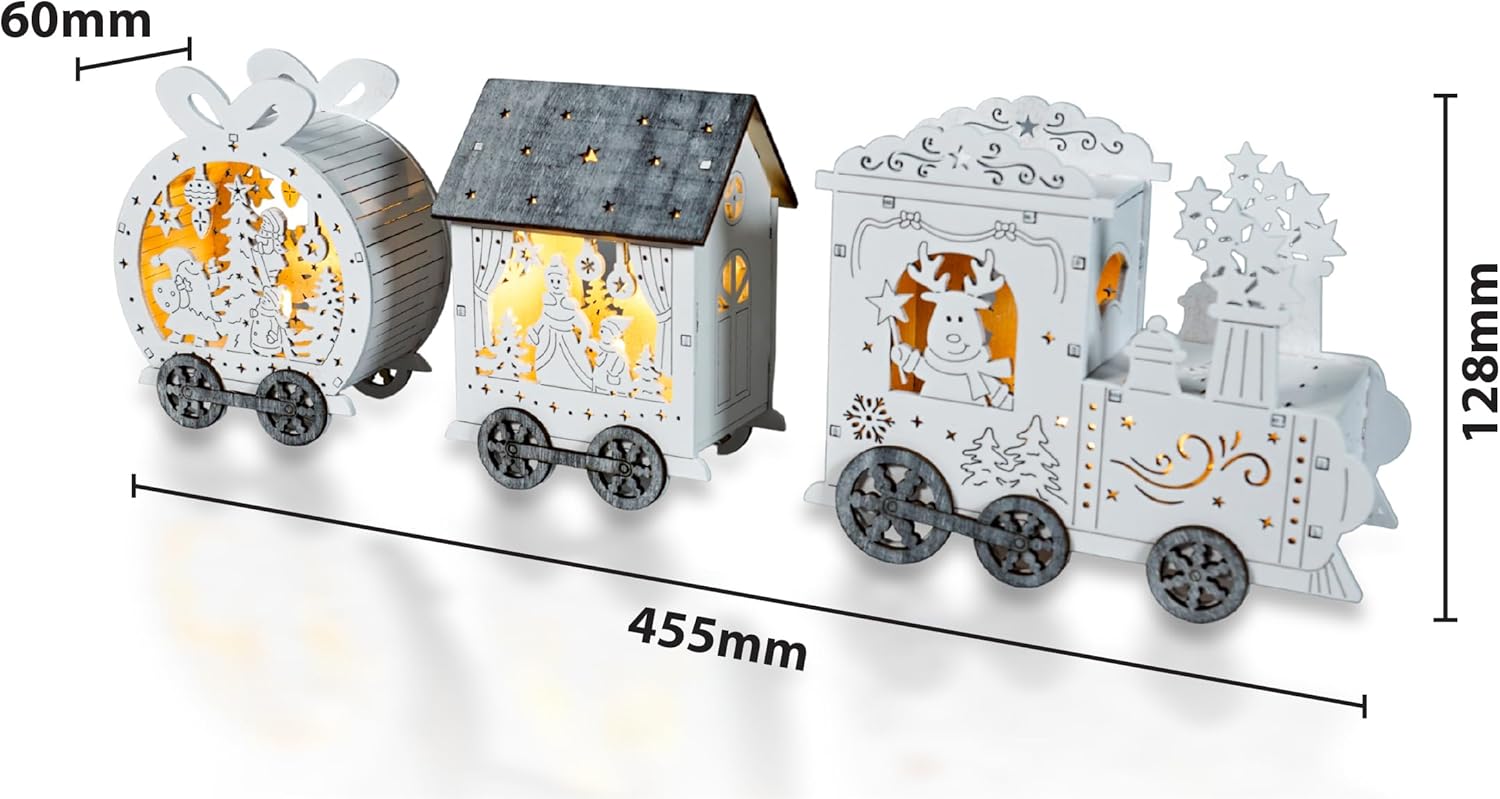 Xmas Haus Festive Light Up LED Wood Train