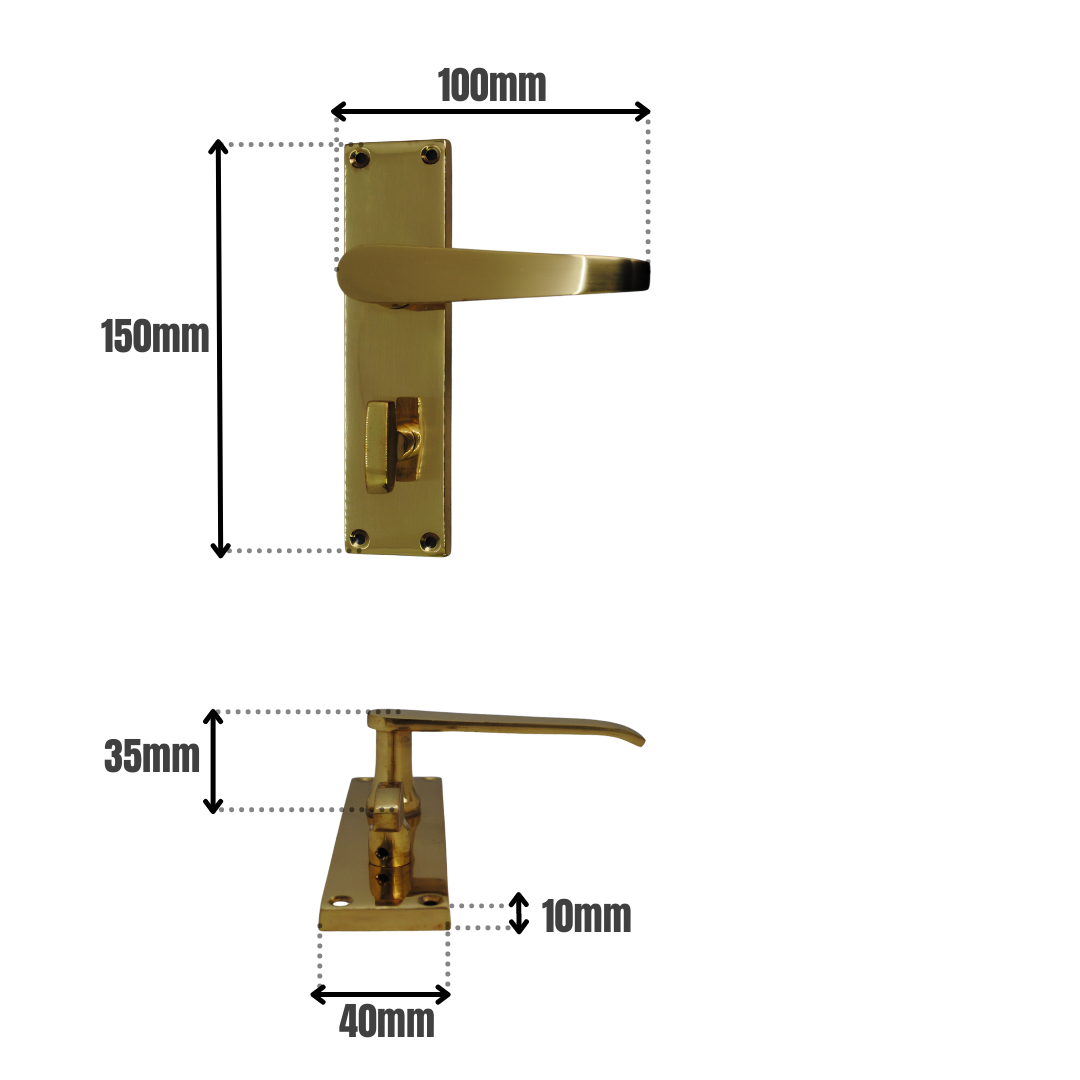 Vibe Victorian 150mm Straight Bathroom on Brass for Internal Doors