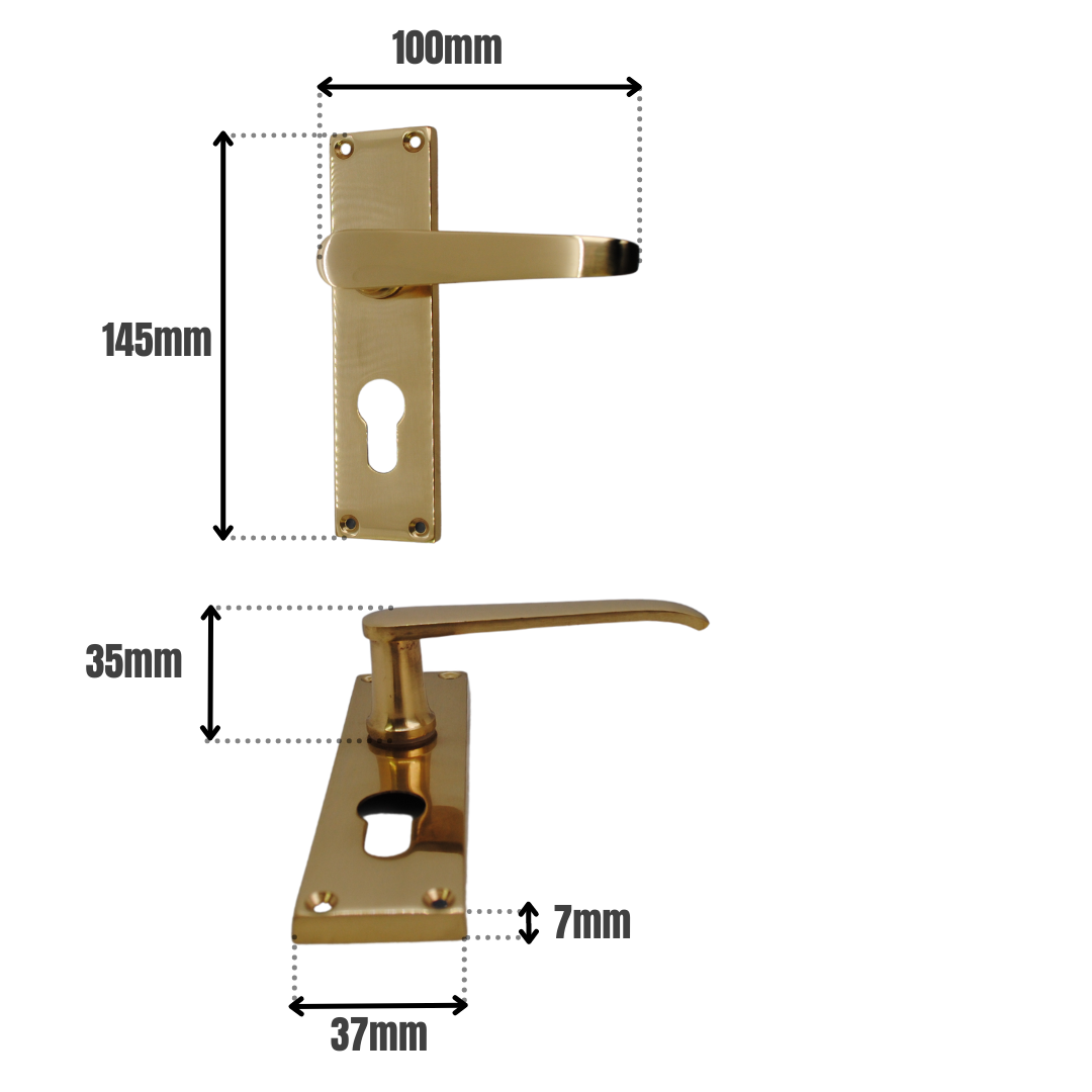 Vibe Victorian Straight Lever EURO 150mm on Brass for Internal Doors