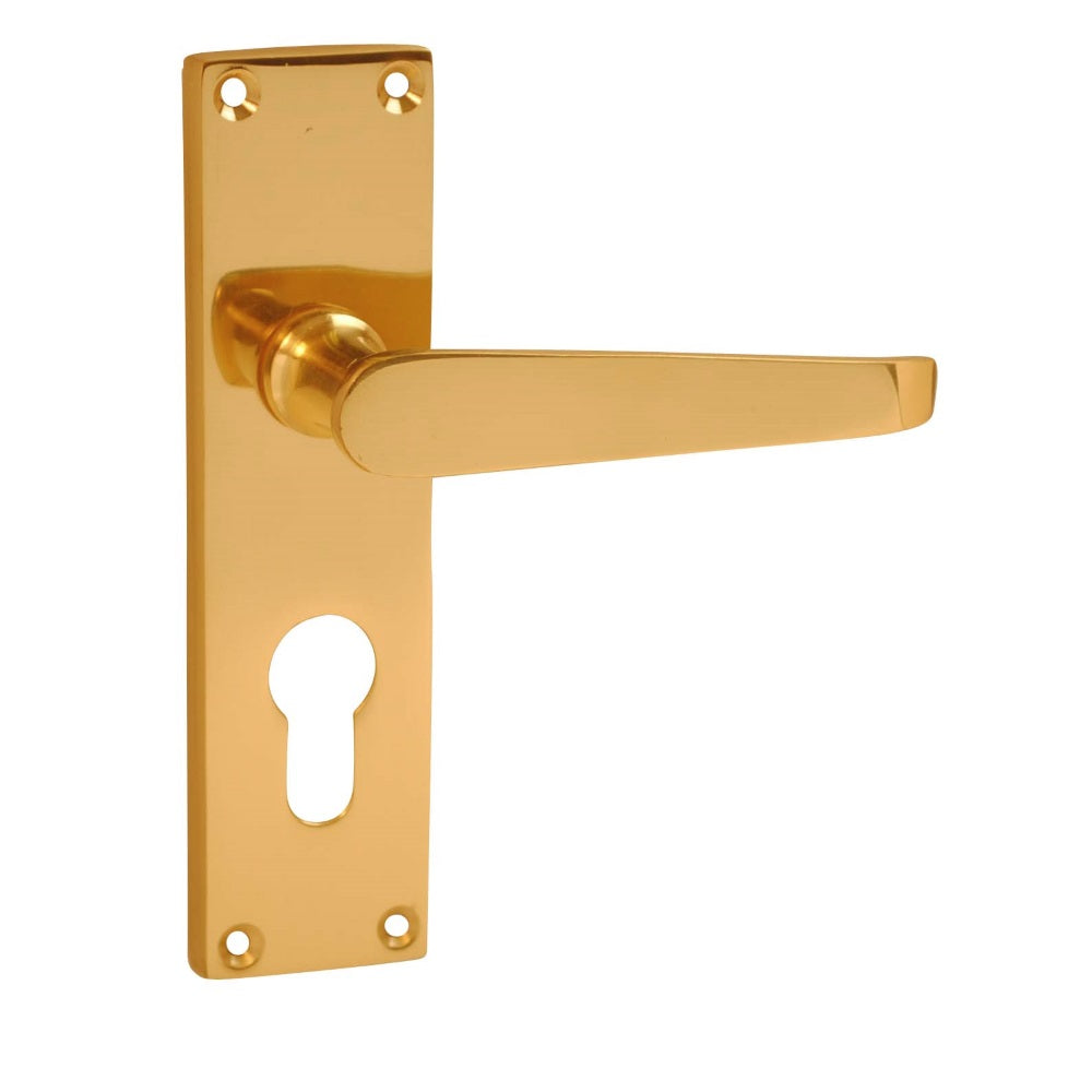 Vibe Victorian Straight Lever EURO 150mm on Brass for Internal Doors