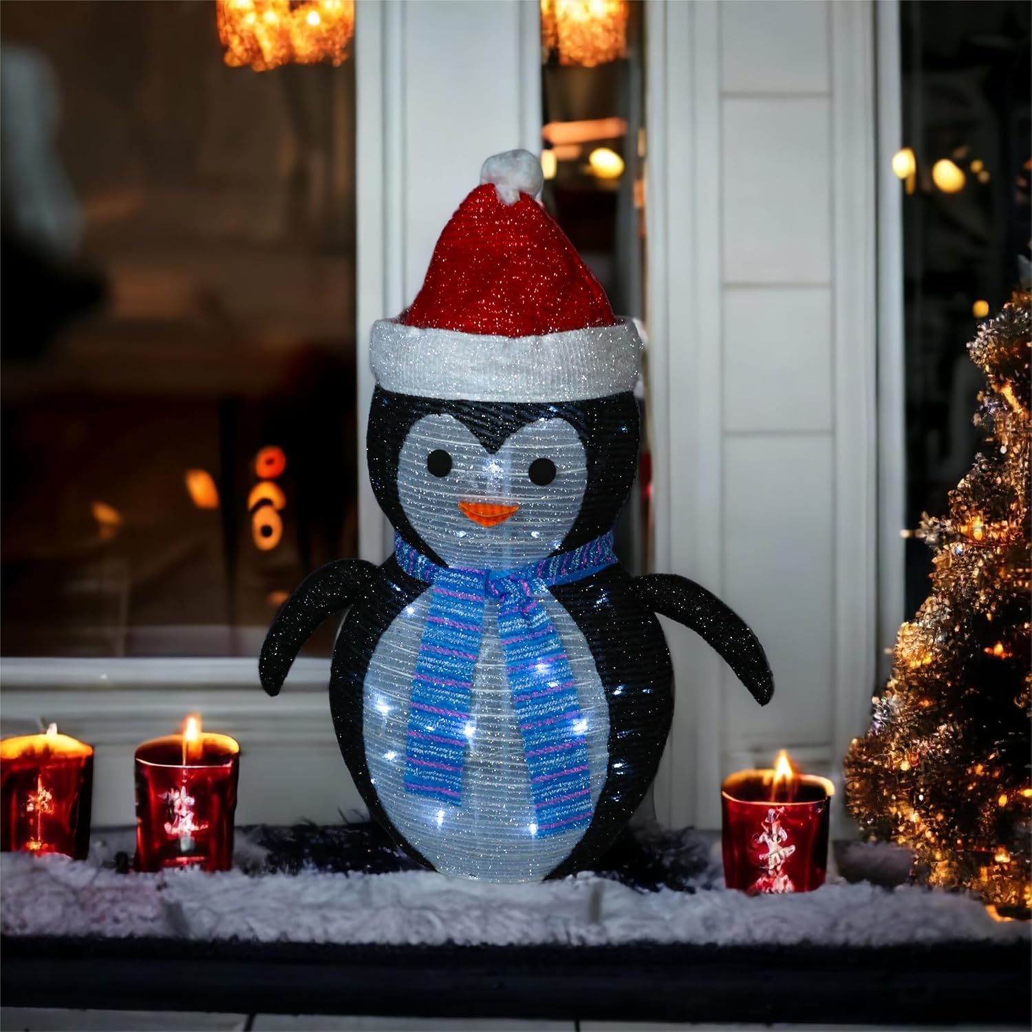 St Helens Home & Garden Xmas Haus 70cm Christmas Penguin with 45 LED Lights - GH9048