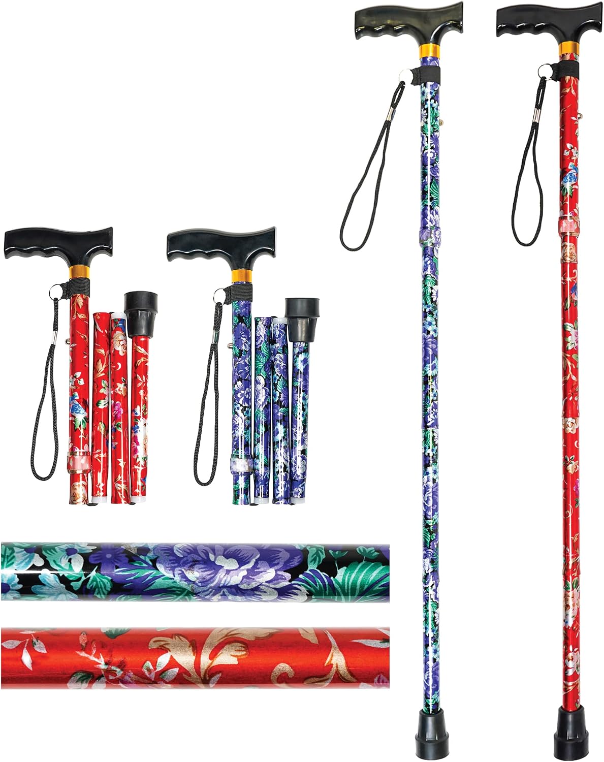 2 Pack Floral Folding Walking Sticks - VP155FG