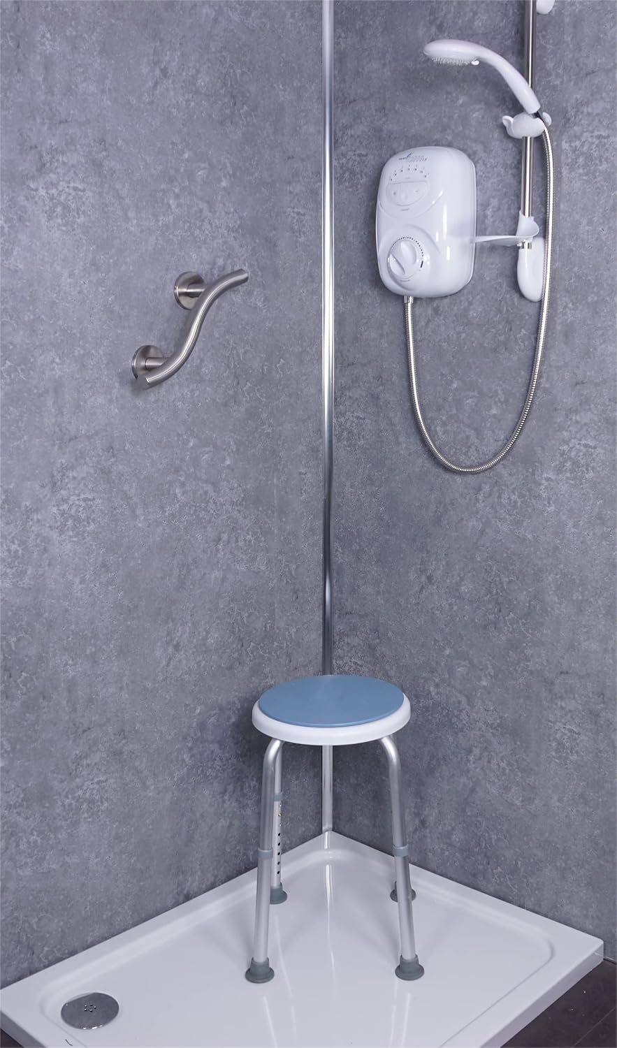 Aidapt Stainless Steel Curved Bathroom Grab Bar Brushed Steel Safety Handle