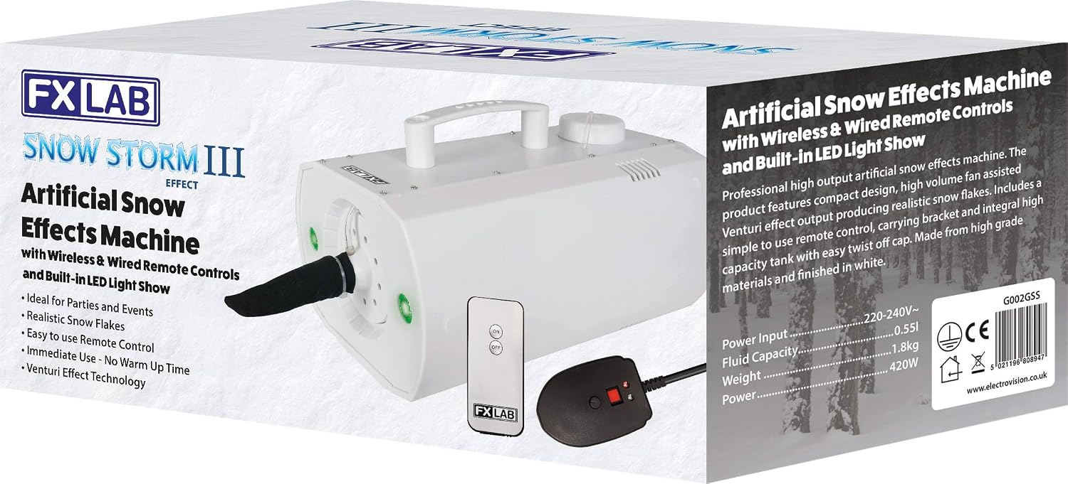Artificial Snow Machine With Coloured LED Lights Remote Control - G002GSS