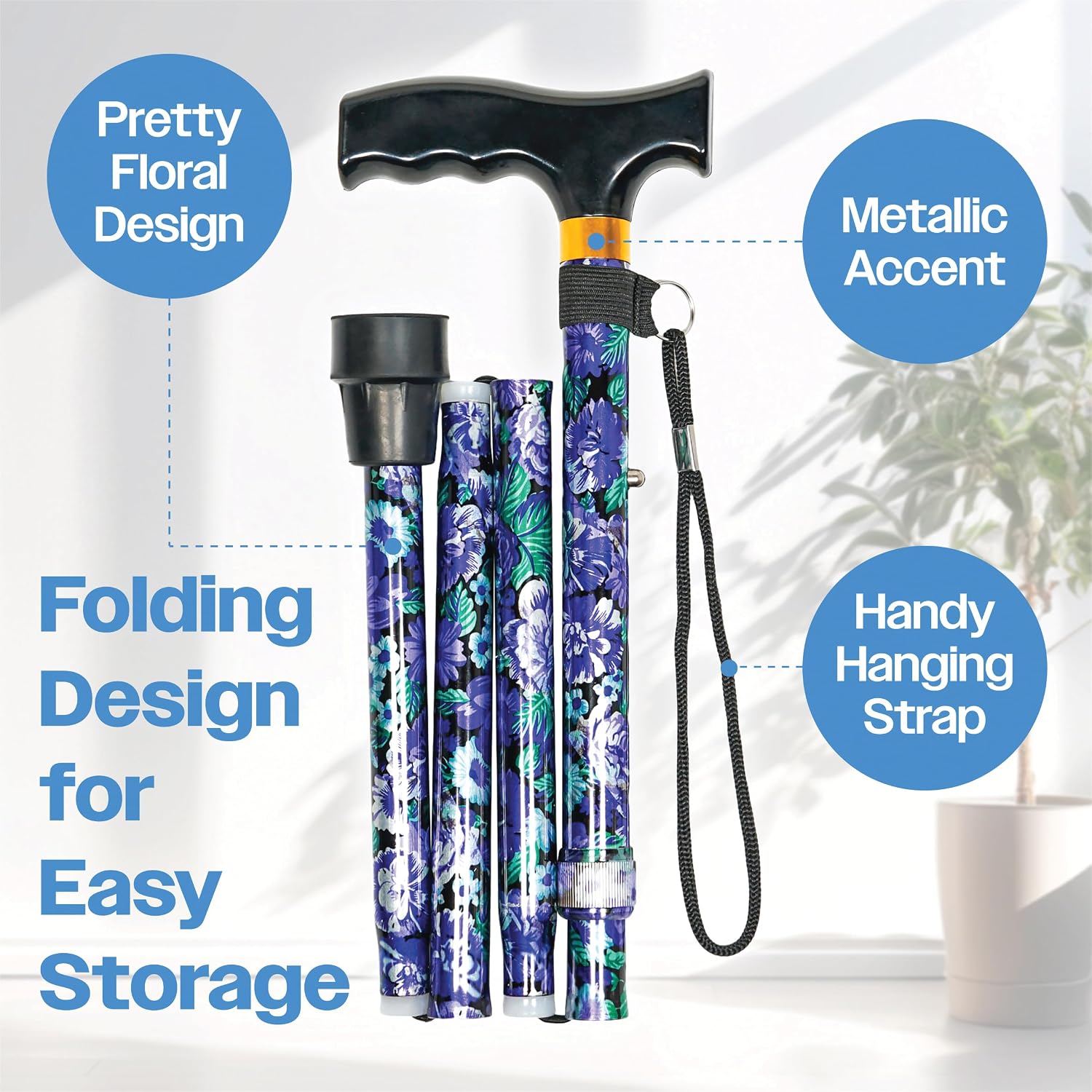 2 Pack Floral Folding Walking Sticks - VP155FG