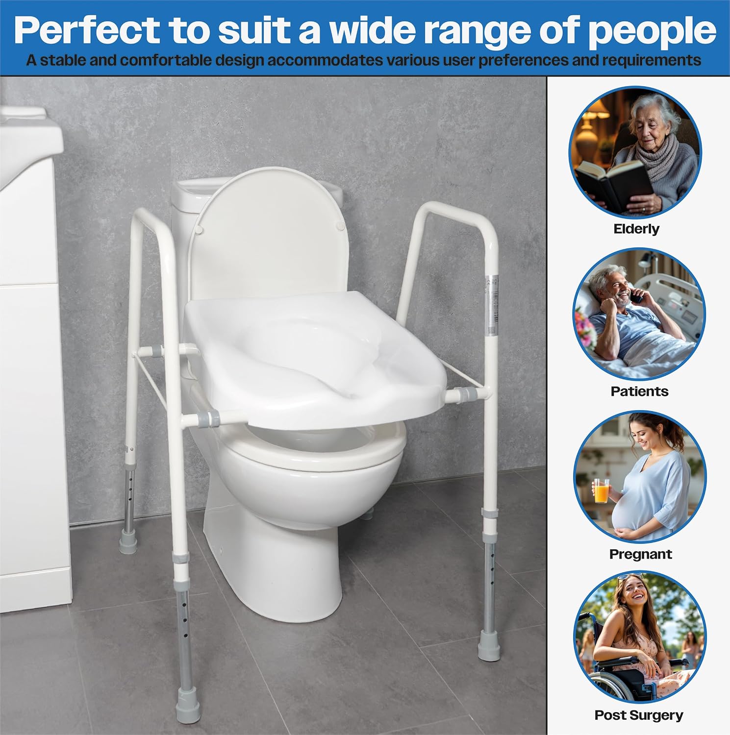 Aidapt Raised Toilet Seat & Frame Height and Width Adjustable - VR220X