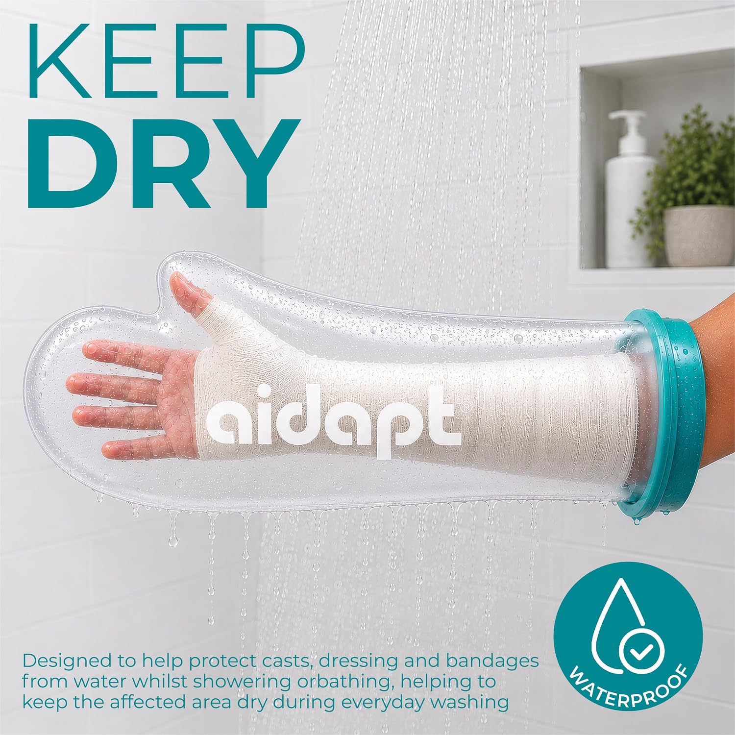Aidapt Adult Waterproof Wide Short Arm Protector for Casts - VM200SW
