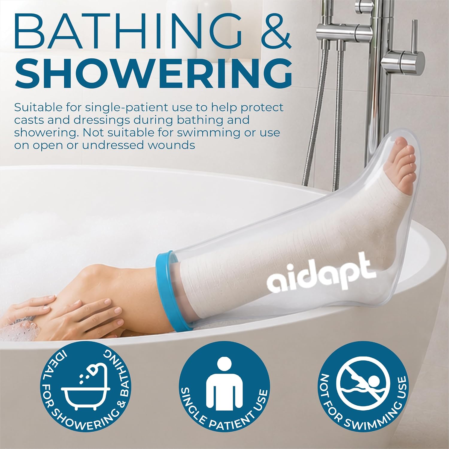 Aidapt Adult Waterproof Short Leg Protector for Casts & Dressings - VM201S